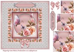 Roses, Butterflies 'n Lace Pyramid Card Front