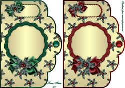 Christmas Holly Sprigs in Green and Red Scallop Card Fronts