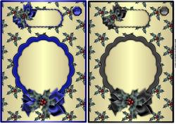 Christmas Holly Sprigs in Blue and Black Card Fronts