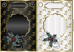Christmas Golden Holly Card Fronts in Black and White