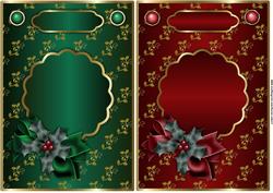 Christmas Golden Holly Card Fronts in Green and Red