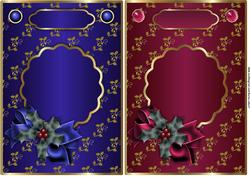 Christmas Golden Holly Card Fronts in Blue and Cerise