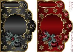 Christmas Golden Stars Scallop Card Fronts in Black and Red
