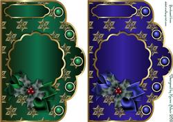 Christmas Golden Stars Scallop Card Fronts in Green and Blue
