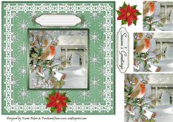 Christmas Robins 'n Lace 2 Pyramid Card Front