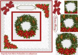 Christmas Wreath 'n Lace Pyramid Card Front