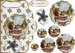 Vintage Santa Scallop Card Front with Pyramage