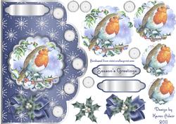 The Christmas Robin Scallop Card Front and Pyramage