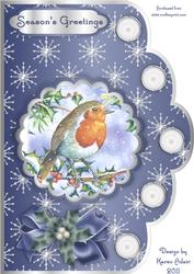 The Christmas Robin A4 Scallop Card Front