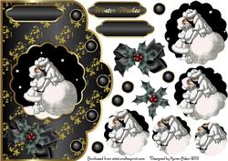 Winter Wishes and Kisses Scallop Card Front and Pyramage