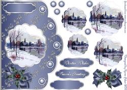 A Christmas Morn Scallop Card Front and Shaped Pyramage