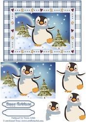 The Happy Christmas Penguin Card Front and Step by Step