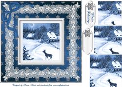 Vintage Winter Scene Pyramid Card Front