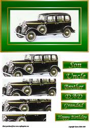 Vintage Car 6 Pyramid Card Front