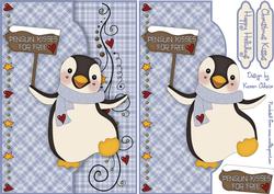 Penguins Christmas Kisses Are Free Faux Envelope Card