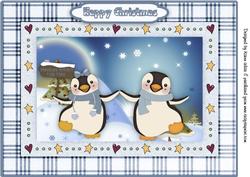 Penguins Christmas Kisses Are Free A4 Card Front