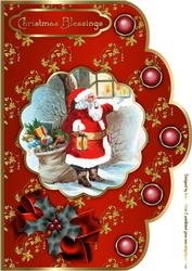 Santa Looking in Scallop A4 Card Front