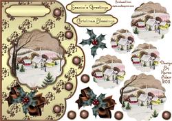 A Nostalgic Christmas Scene Scallop Card and Shaped Pyramage