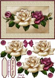 Antique Roses 'n Lace Card Front with Step by Step