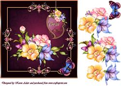 Fabulous Florals Square Card Front with Step by Step