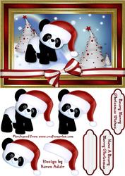 The Christmas Panda Card Front with Step by Step
