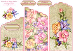Fantasy Flowers Scalloped Top Tri Fold Cascade Sheet