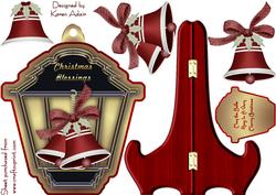 Christmas Bells Lantern Shaped Plate Card and Stand