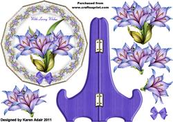 Floral Fantasy Plate Card and Stand with Decoupage