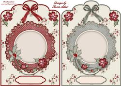 Scallop Top Floral Christmas Quick Card Fronts Red N Green
