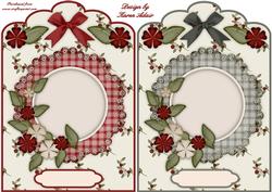 Christmas Flowers Scallop Top Card Fronts in Red and Green