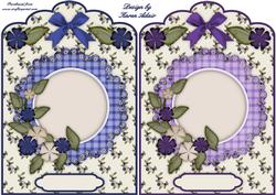 Christmas Flowers Scallop Top Card Fronts in Blue and Purple