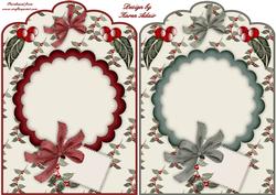 Christmas Blossoms Scallop Top Card Fronts in Red and Green