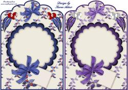 Christmas Blossoms Scallop Top Card Fronts in Blue N Purple