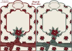 Christmas Poisettia Scallop Top Card Fronts in Red N Green