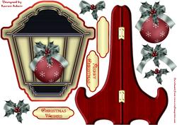 Red Bauble Lantern Shaped Plate Card and Stand
