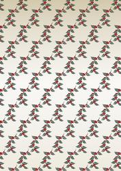 Christmas Floral in Red and Green on Cream Background