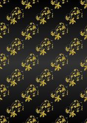 Embossed Holly Flourishes in Black and Gold