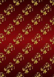 Embossed Holly Flourishes in Red and Gold