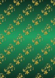 Embossed Holly Flourishes in Green and Gold