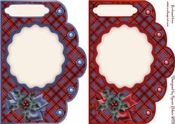 Christmas Plaids Scallop Card Bases - Blue and Red