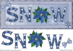 Snow Poinsettia in Blue Dl Card Front with Step by Step