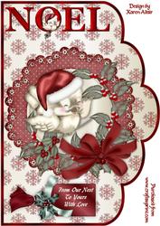 Little Christmas Sparrow A4 Scallop Card Front