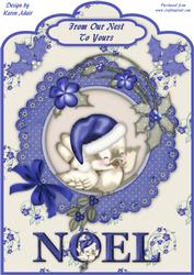 Little Christmas Sparrow A4 Scallop Top Card