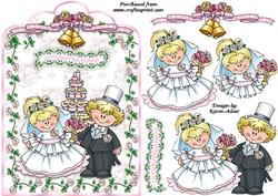 Cute Wedding Couple Scallop Top Card Front