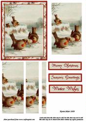 Cheeky Christmas Robins Frolicking in the Snow