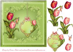 Tender Tulips Square Card Front with Step by Step