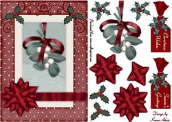 Christmas Mistletoe in Red and Green Card Front