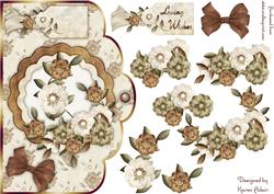 Autumn Flowers Scallop Edge Card Front and Step by Step