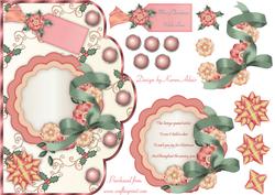 Christmas Floral Scallop Card Front with Step by Step