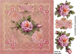 Rose Pink Square Card Front with Step by Step